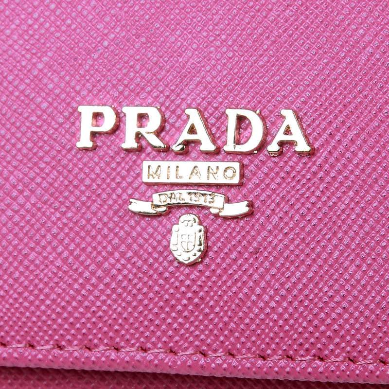 Knockoff Prada Real Leather Wallet 1137 rose red - Click Image to Close